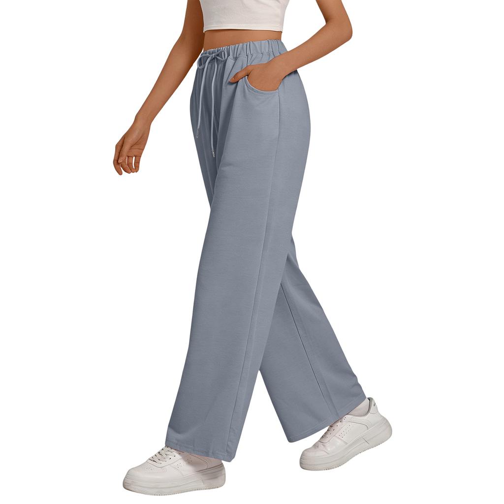 Damskie spodnie sportowe z szerokimi nogawkami, luźne spodnie codzienne z prostymi nogawkami, sportowe spodnie do joggingu