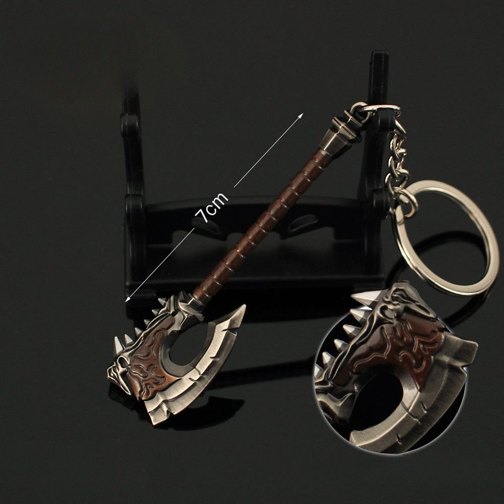7cm/2.76in Keychains Game Peripherals Pendant Lich King Blood Roar Battle Axe Weapon Props Metal Weapon Ornaments Toys Decor