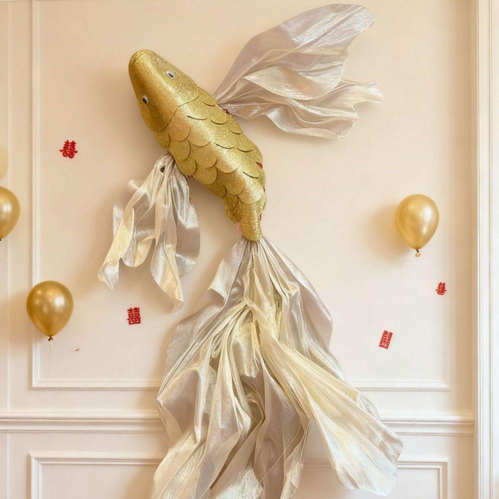 Hästens År Fisk Hängande Dekoration Fiskmönster DIY Nyårsdekoration Röd Färg Hängande Hänge Festtillbehör