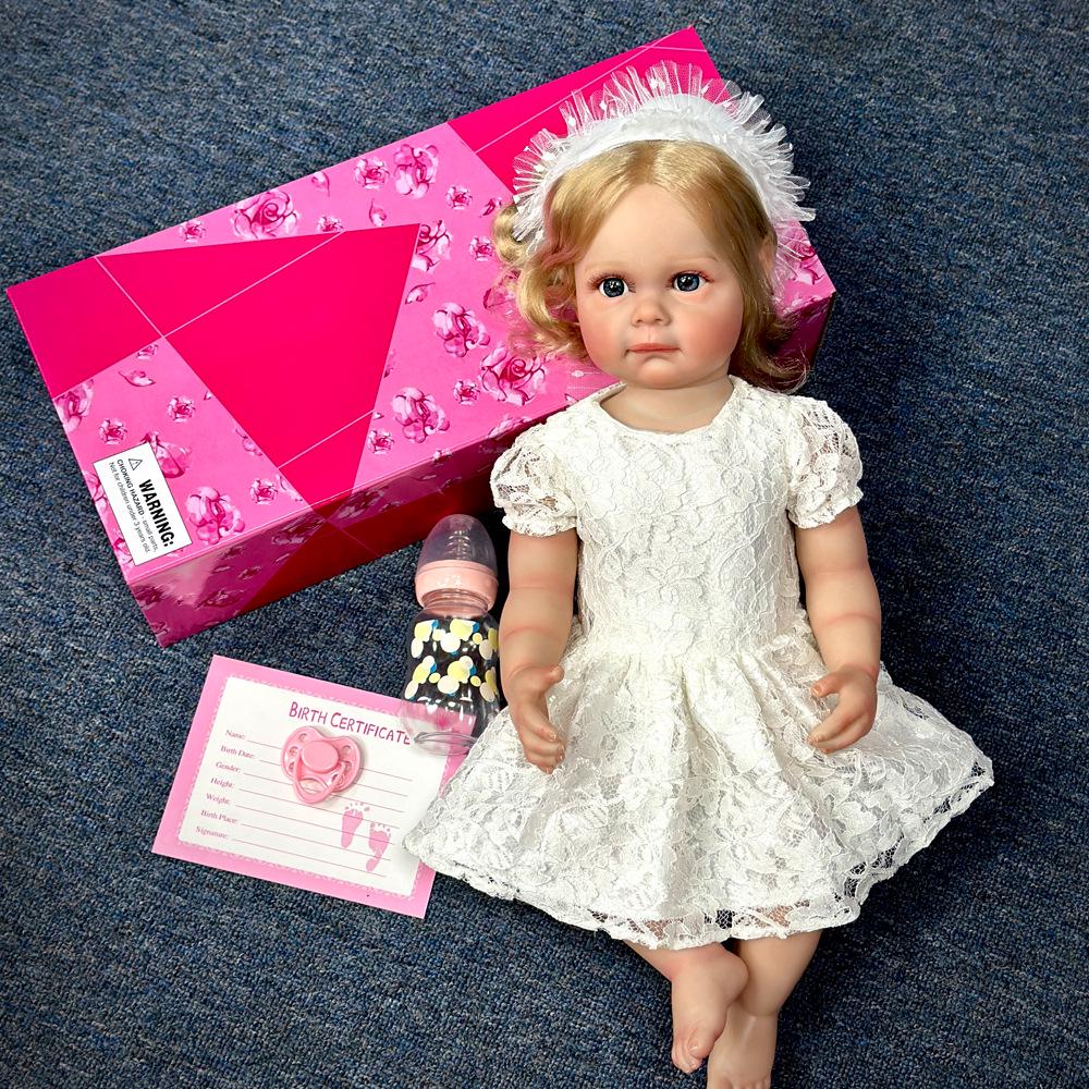 22" Lifelike Reborn Girl Doll - Full Soft Vinyl Body Simulation Baby Doll