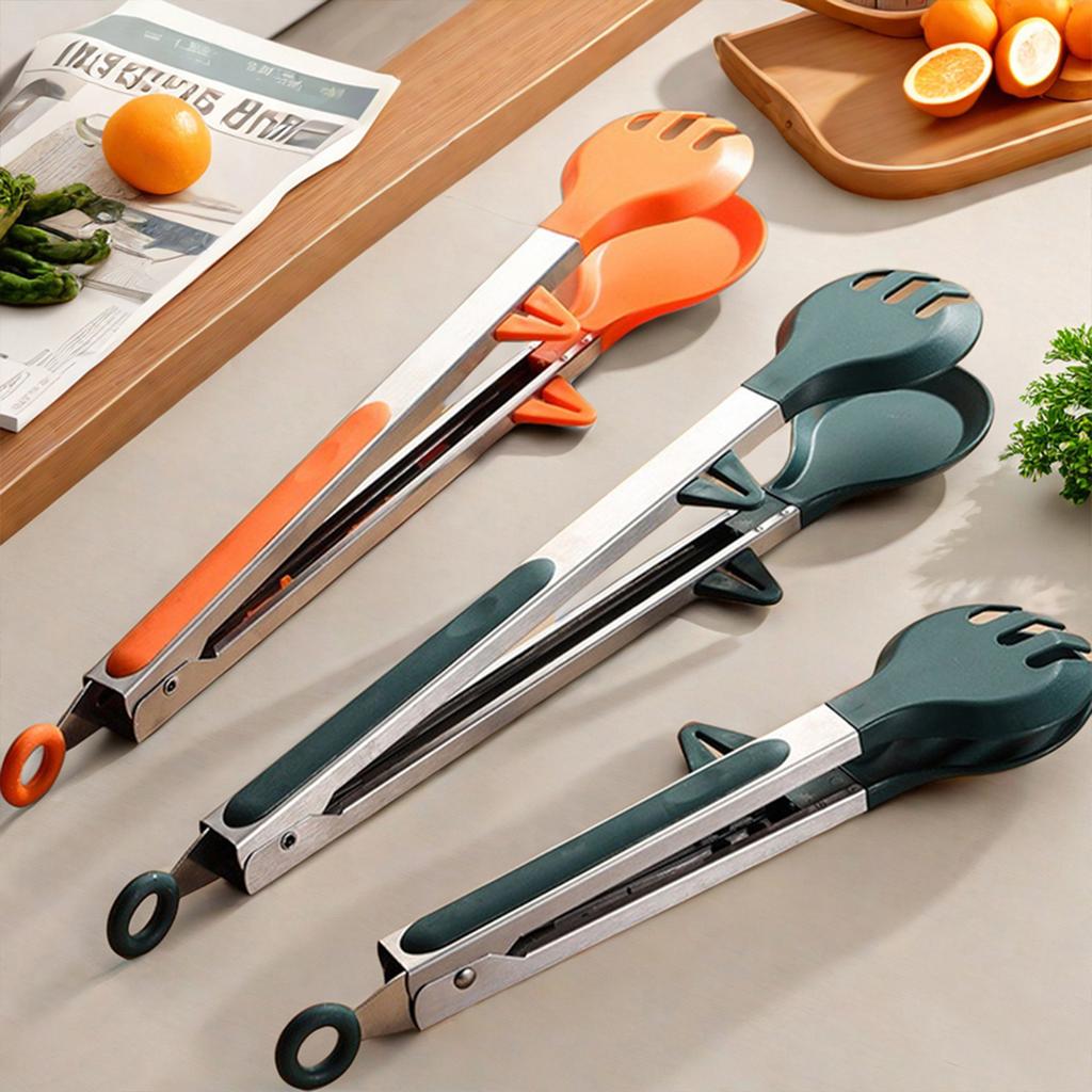 Stainless Steel Locking Cooking Tongs With Bracket Kitchen Non-Slip Food Tongs 9/12/14inch Anti-Scald Bread Food Clip