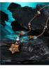 Women's Ethnic Five-Pointed Star Necklace with Tiger Eye Beads On Adjustable Cord
