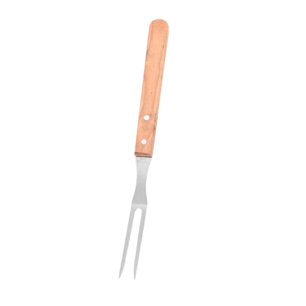 Stainless Steel Meat Fork with Wood Handle, Cooking BBQ Fork, Grill Steak for