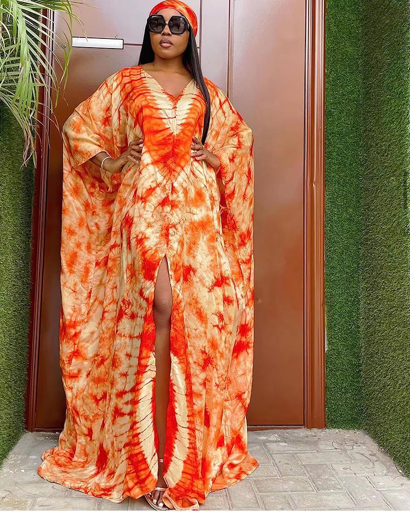 European & American Retro Ethnic Style Print Cloak Dress 8903 - Short Sleeve Women's Clothing