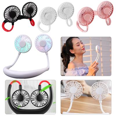 Letní chladící ventilátor na krk 1200mAh dobíjecí nízkohlučné hands-free chlazení USB elektrický ventilátor 5V 5W design inspirovaný sluchátky