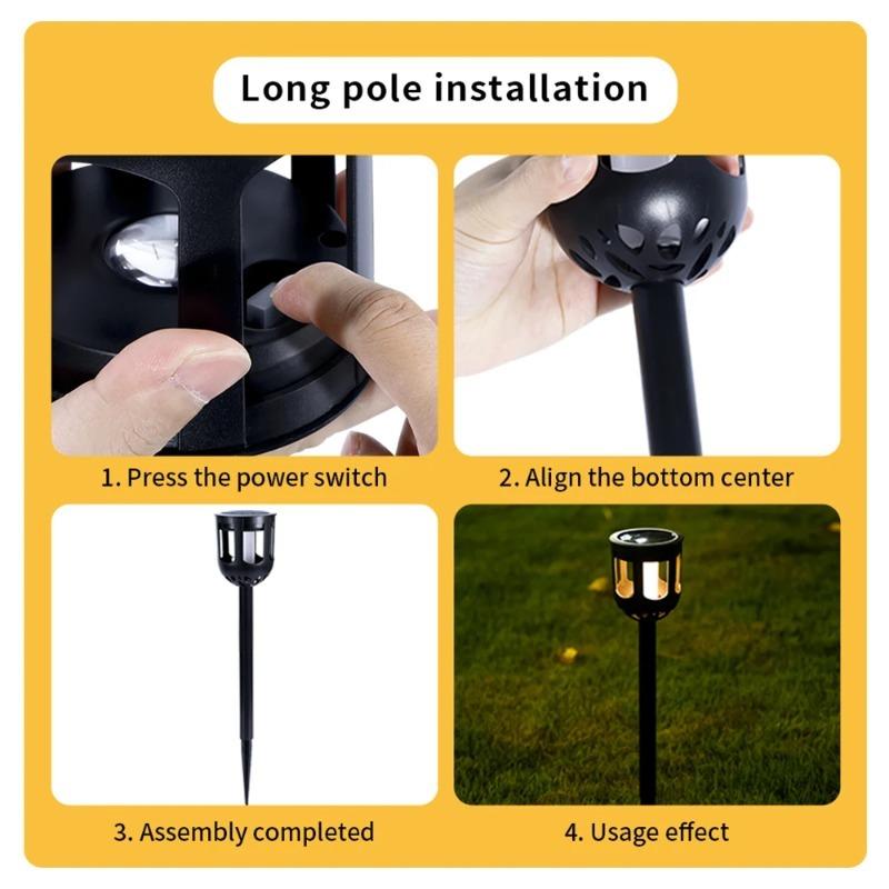 Solar Tiki Torches Flickering Flame Waterproof Outdoor Solar Lights Auto On/Off Decorative Lighting for Garden Yard Patio Pathway