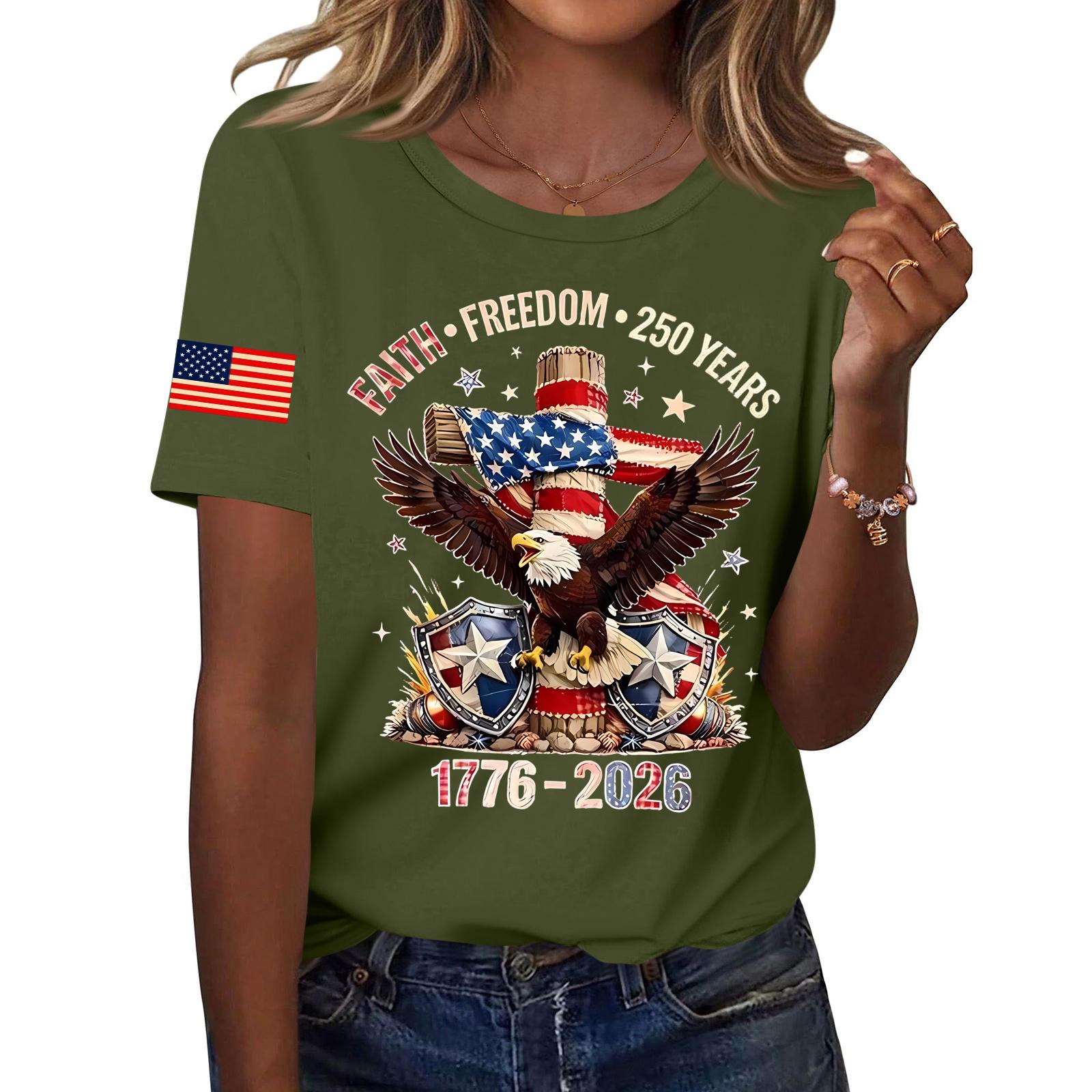 

Women s Fashion Casual Printed Short Sleeve Round Neck Pullover Tops L армия зеленый