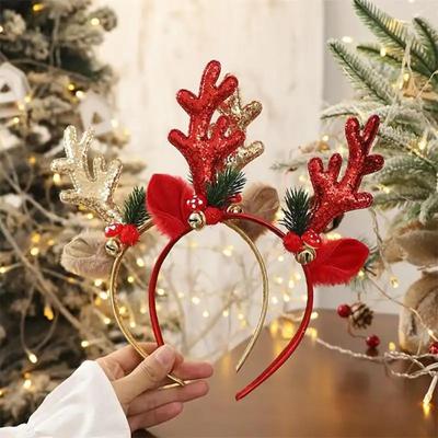 1~10 PZ Fasce per Capelli di Natale Paillettes Corna di Renna Orecchie Fermagli per Capelli per Donna Ragazza Festa di Halloween Cosplay Copricapo Leggero