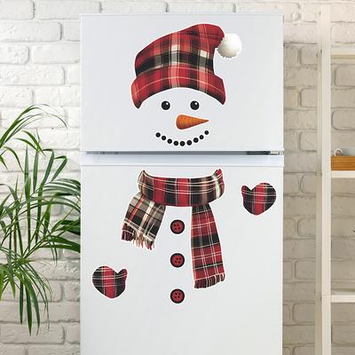 Fun-f342 Adhesivo decorativo para refrigerador con diseño de muñeco de nieve navideño empalmado para cocina, comedor y pared