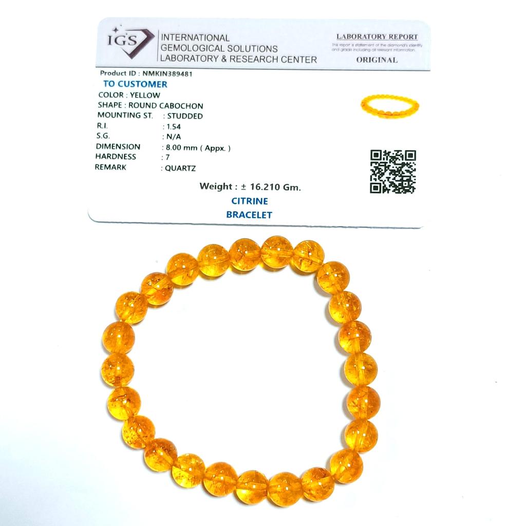 Jet Citrine Bracelet 8mm Natural Healing Crystal Bracelet for Wealth, Success & Positive Energy | Stretchable Beaded Gemstone Bracelet for Men &