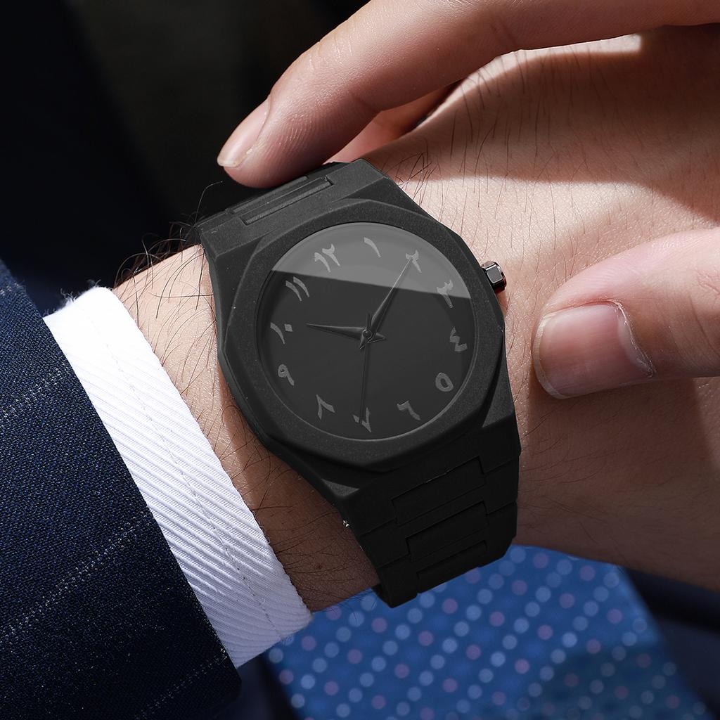 1Pcs Men's Gift Watch Stylish Simple Arabic Digital Dial Handsome Classic Versatile Casual Quartz Watch( Box Not Included)