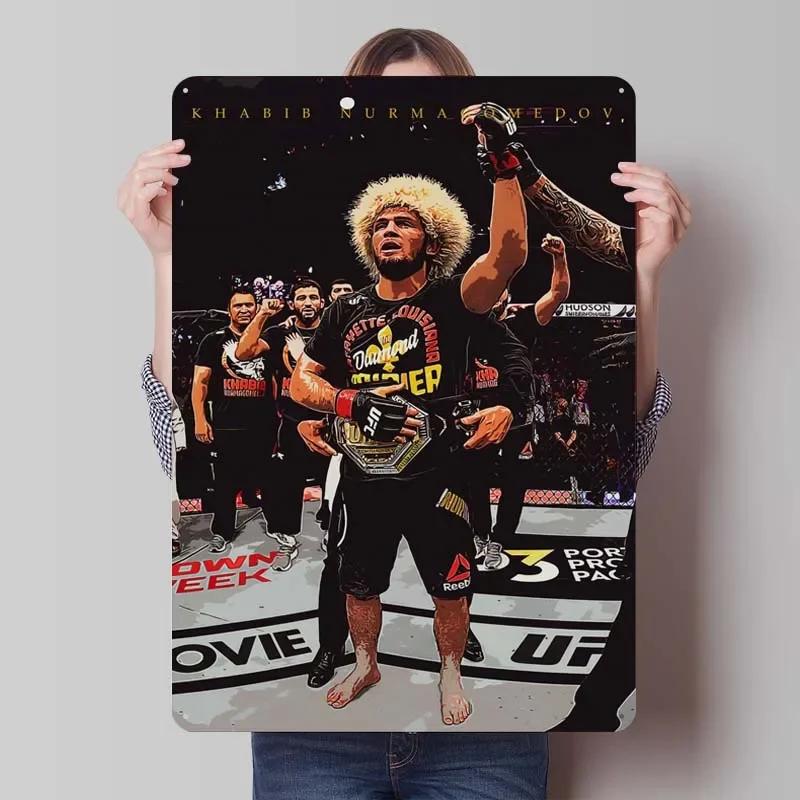 Khabib Metallskylt Boxningsaffischer Dekoration för Heminredningsartiklar Vintage Plåtskylt Plakett för Väggkonstdekoration Kaffebar