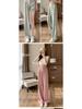 Women's Pink Ice Silk Loose High Waist Wide Leg Pants - Summer & Spring