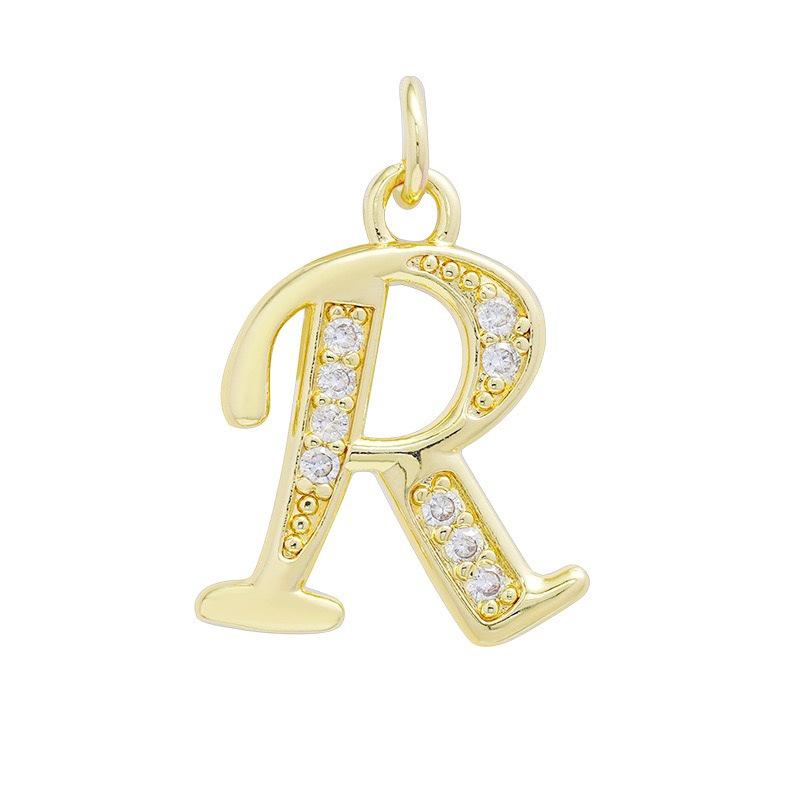 European & American Gold-Plated Copper Zircon Letter Necklace - High-End DIY Jewelry Accessory