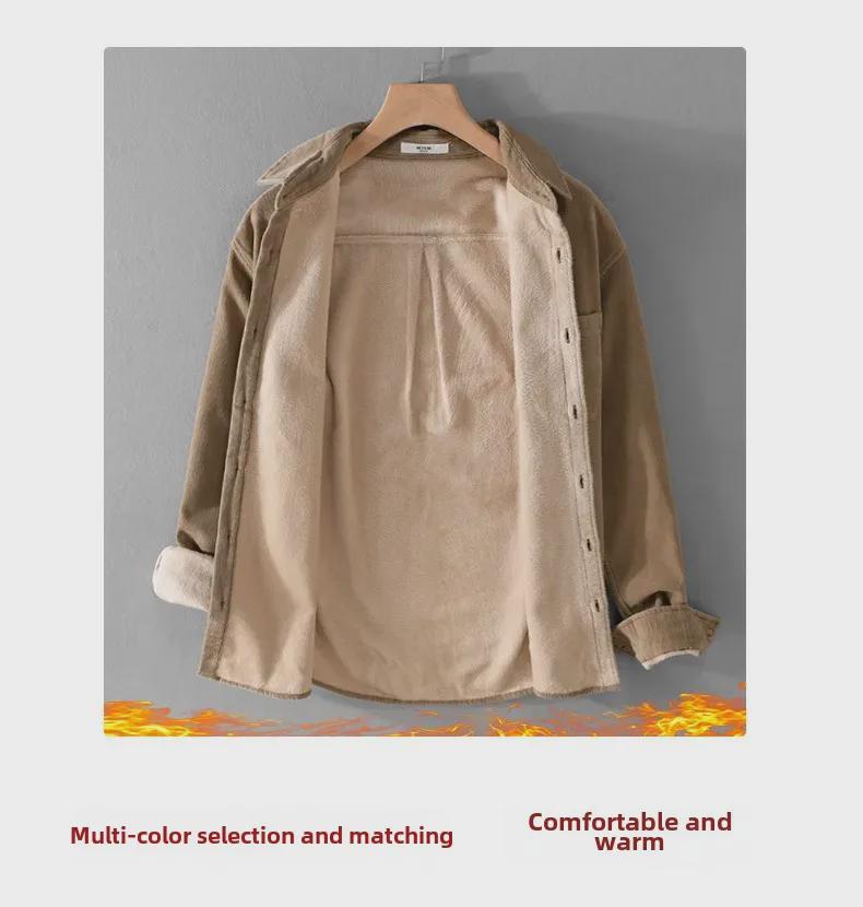 Men's Winter Thickened Velvet Corduroy Shirt Jacket 9432