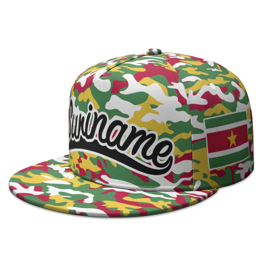 Suriname Flat Brimmed Cap Custom Name Number Logo Hip-hop Hat Nation Flag Dutch Sranan Sarnam Sur Country Print Photo Headgear