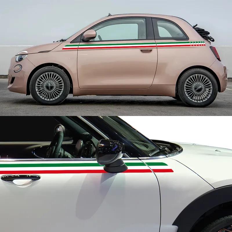 Naklejki Winylowe na Samochód Flaga Włoch Pasy Wyścigowe Grafika Drzwi Boczne Naklejka w Stylu Włoskim Akcesoria Do Fiat 500 Abarth 595 695 500C