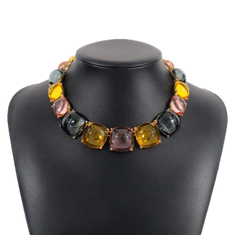 Catena da collo in gel per abbinamento colori Meier, set di orecchini con collana geometrica bohémien ZA da donna
