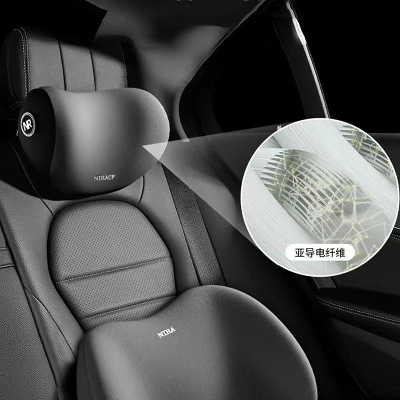 Car Neck Lumbar Support Cushions Rest Headrest Car Memory Breathable Travel Guard Car Lumbar Pillow Interior Accessories