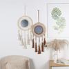 Large  Macrames Round Mirrorr Decorative Mirrorr Living Room Bohemian Tapestry Mirrorr Wall Hanging for Home Decor