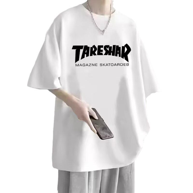 Heavy Short-Sleeved T-Shirt Men'S Summer Trendy Brand Trend Loose Men'S Clothes American Large-Size Student T-Shirt