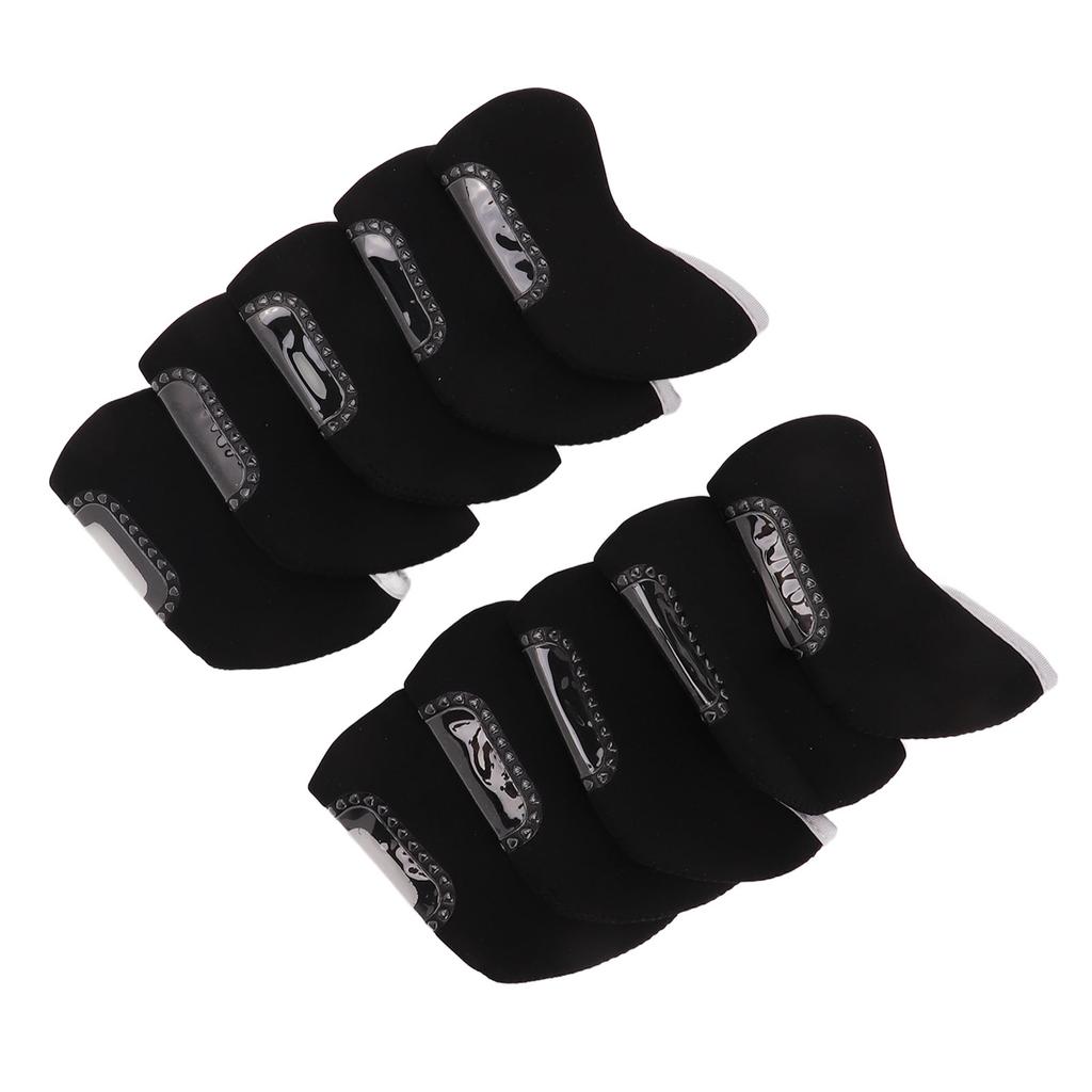 10 PCS Golf Iron Head Covers Golf Club Head Protective Cover Golf Putter Cover Set Black