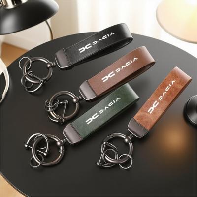High-Grade Luxury Leather Car Keychain Men Women Key Ring For Dacia Logan Sandero Duster Lodgy Spring Anti-lost Ayto Accessories