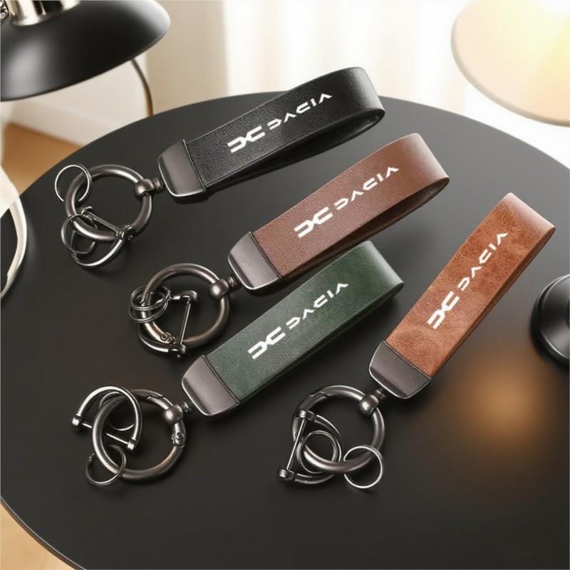 High-Grade Luxury Leather Car Keychain Men Women Key Ring For Dacia Logan Sandero Duster Lodgy Spring Anti-lost Ayto Accessories