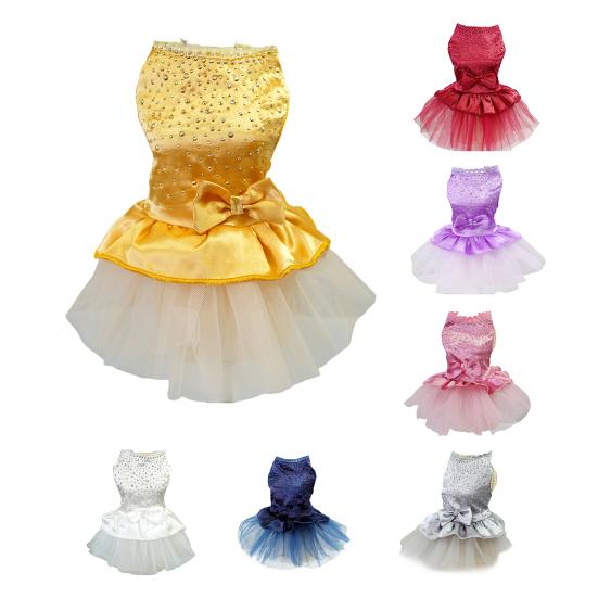 Fabulous Comfortable Patchwork Cat Wedding Dress Bow-knot Decor Scattered Hem Pet Apparel