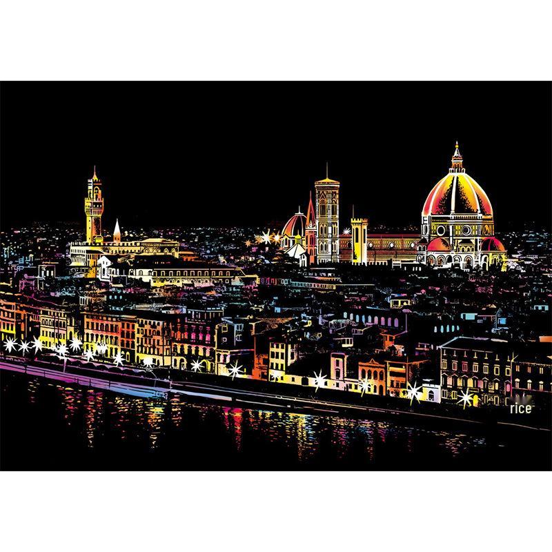 YUELU Colorful City III: DIY Night View Scratch Painting for Adults