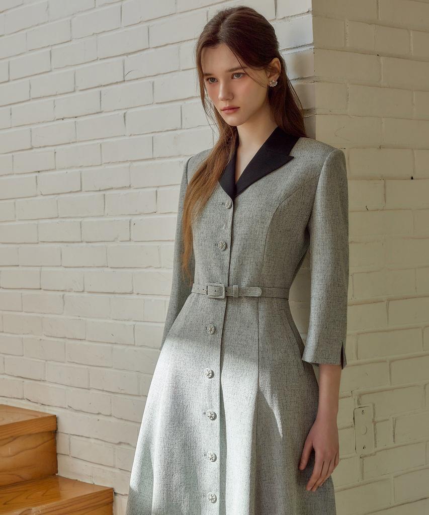 Julie And Kara 26Ss Calla139 Shebigins Joe Tweed Dress Heather Black