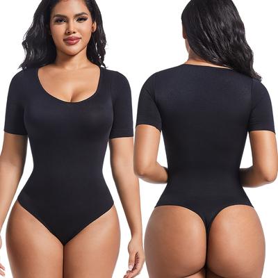 Body intimo da donna per il controllo del ventre, modellatore per il corpo, top senza cuciture a maniche corte, canottiere con scollo rotondo, body leotard da uscita, camicie