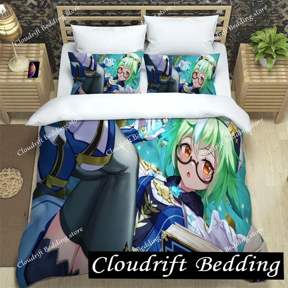 Genshin Impact Element Duvet Cover Set Cartoon Bedding Set Bedroom Dormitory Soft Single Double Duvet Cover For Boys