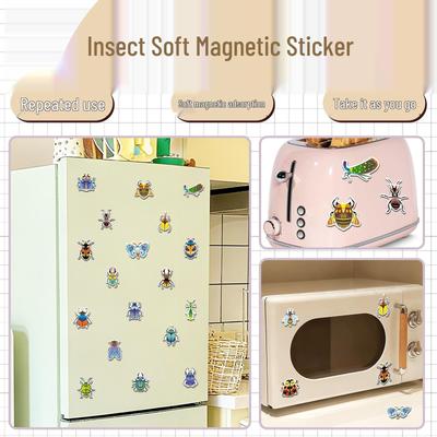 Set of 20 Magnetic Cartoon Insect Refrigerator Stickers - Fun Arthropod Decorations