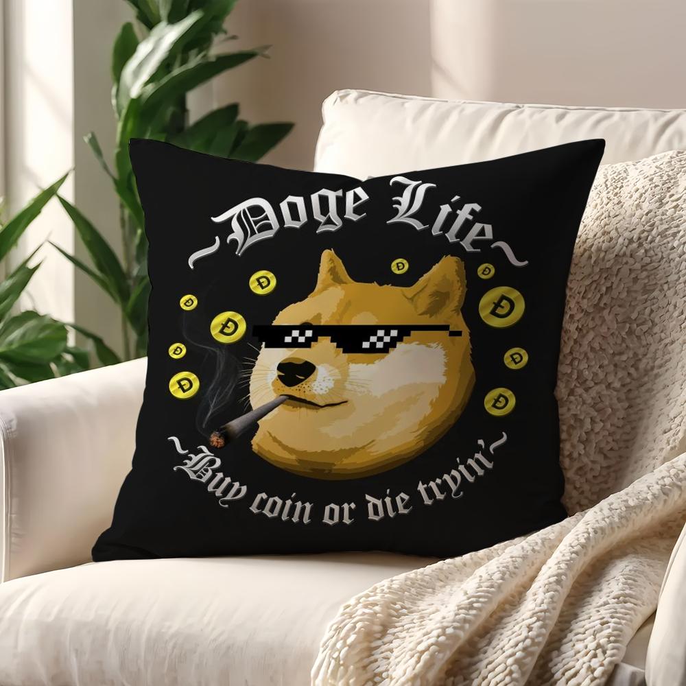 Funny Dogecoin Fashion dog cushion cover Pillow Cover Decoration Room Home Sofa living Office Car Nordic Simplicity