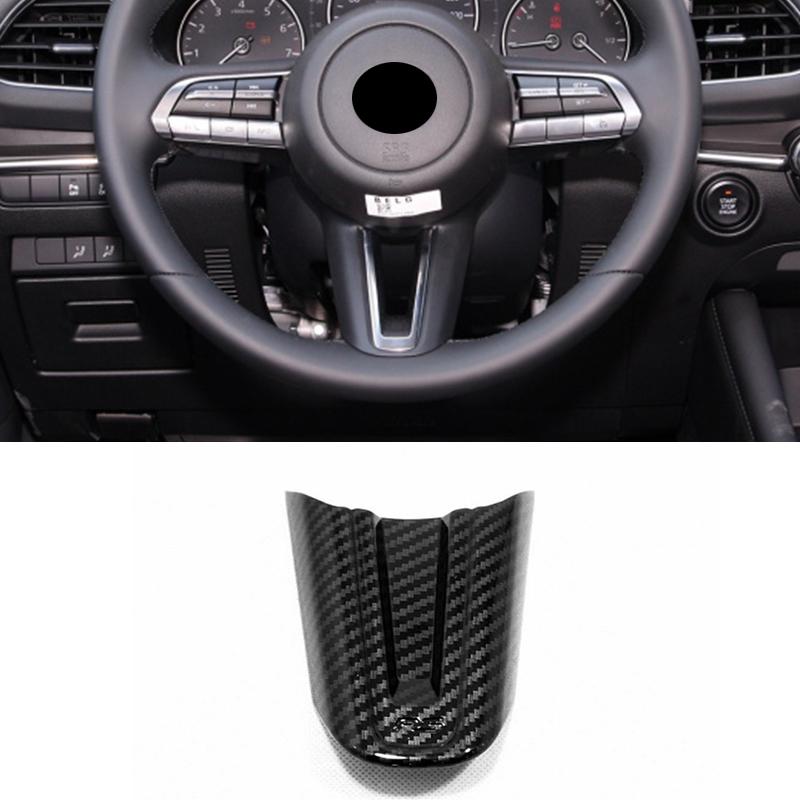 Car Steering Wheel Button Frame Cover Trim Sticker ABS Carbon Fibre Styling for Mazda CX-30 Interior