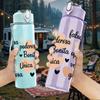 1PC Blessing Text Quote Pattern 750ml Color Plastic Sports Water Bottle Leakproof Flip Straw Lid Suitable for Sports Office Home Use