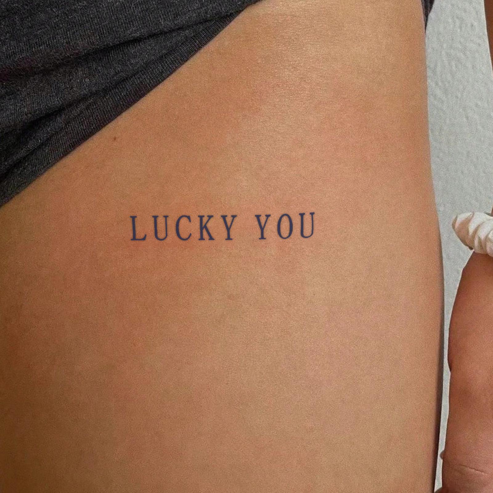 Glow Makeup Unisex Herbal Juice English Short Sentences Lucky You Semi-Permanent Tattoo Sticker