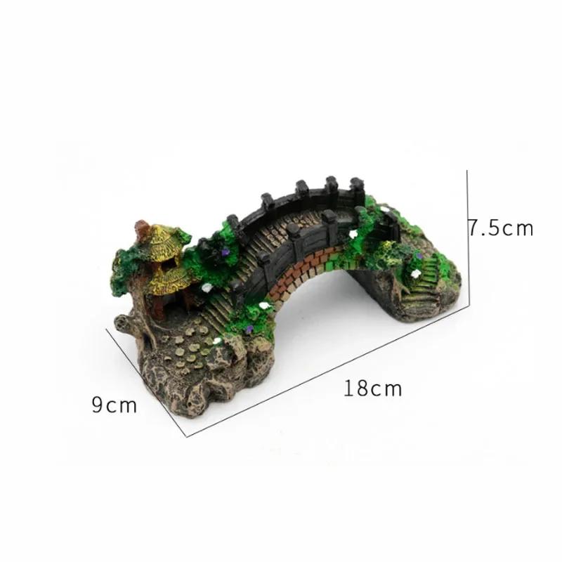 Simulation Cave Aquatic Pet Fish Resin Bridge Miniature Resin Landscapes Decoration  Accessories Ornament For Fish Tanks