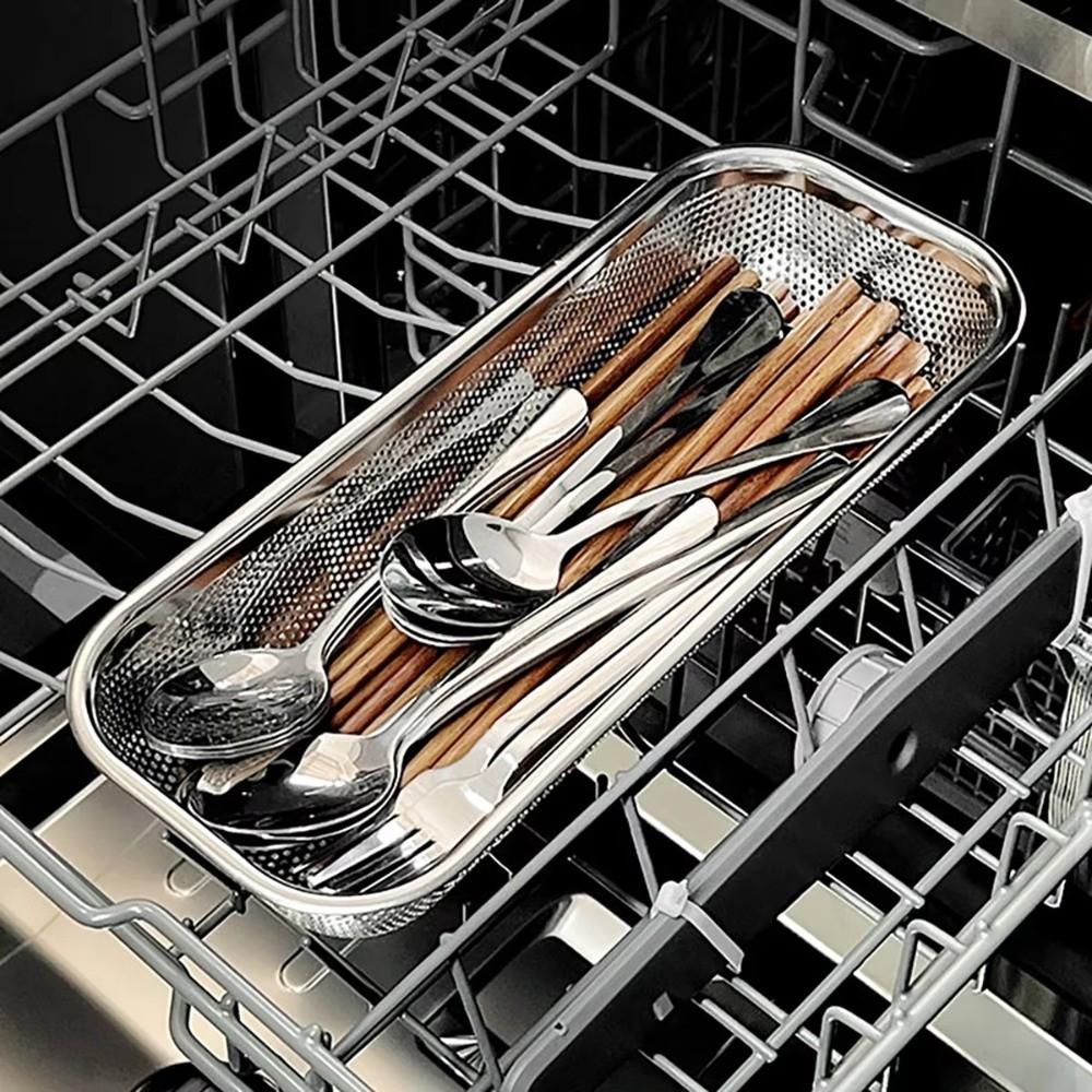 Stainless Steel Mesh Drain Basket Mesh Filtering Anti-rust Chopsticks Storage Basket Thickened Rectangle Vegetable Washing Basin