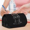 Packing Organizers 1pc Double Layer Flip Pencil Case - Cute Black Kitten with Heart, Large Capacity, Portable Polyester Pen Storage Bag with Zipper Cl