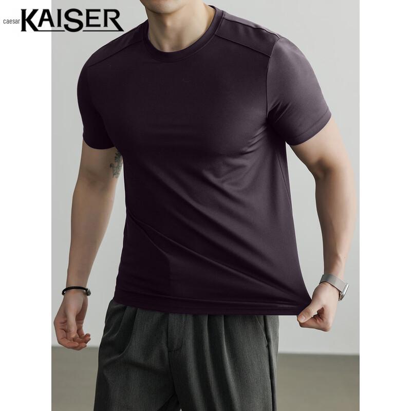Kaiser Men's Linen Silk Blend Breathable Crew Neck T-Shirt