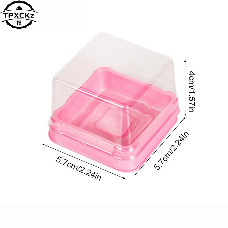 50pcs Plastic Square Moon Cake Boxes Egg-Yolk Puff Container Golden Packing Box Square Blister Egg Yolk Pastry Box