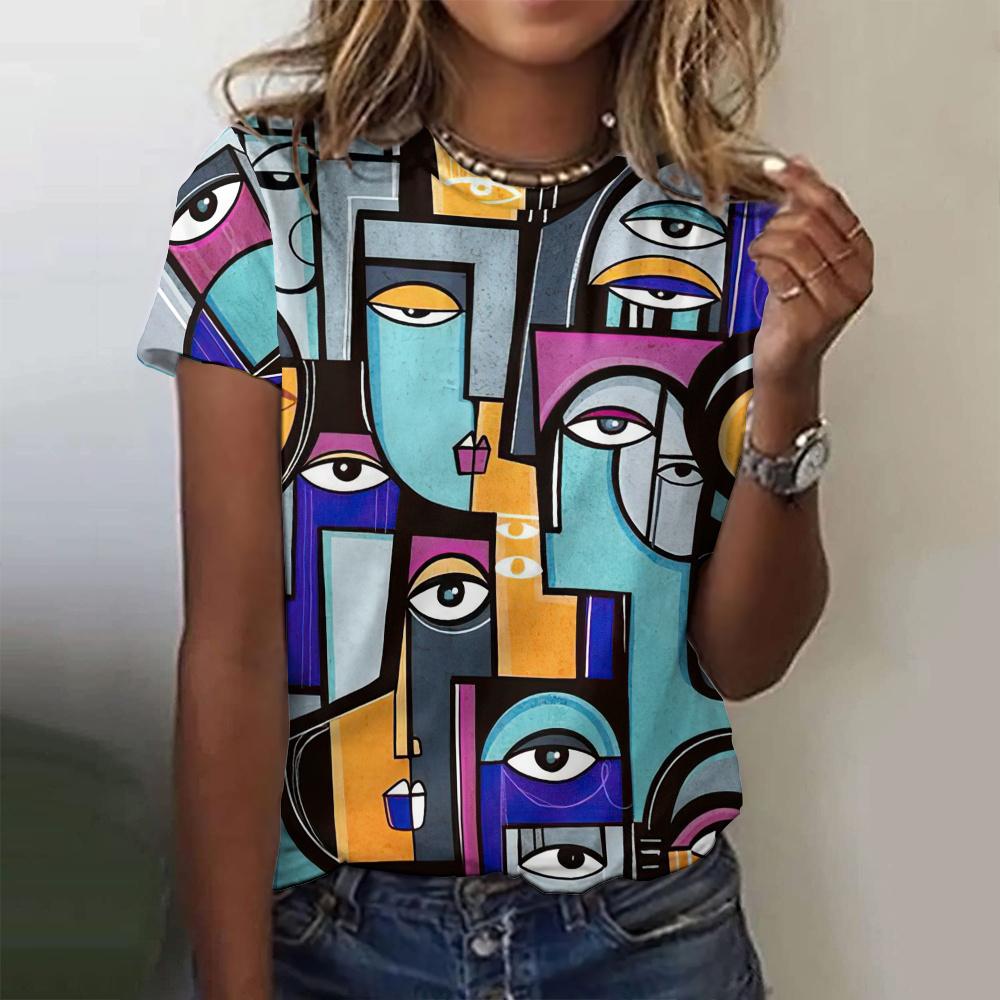 

Женская новая футболка с коротким рукавом и круглым вырезом, 3D-принт, забавный узор, уличный дизайн, чувство повседневного стиля, мода, лето, короткий рукав XL