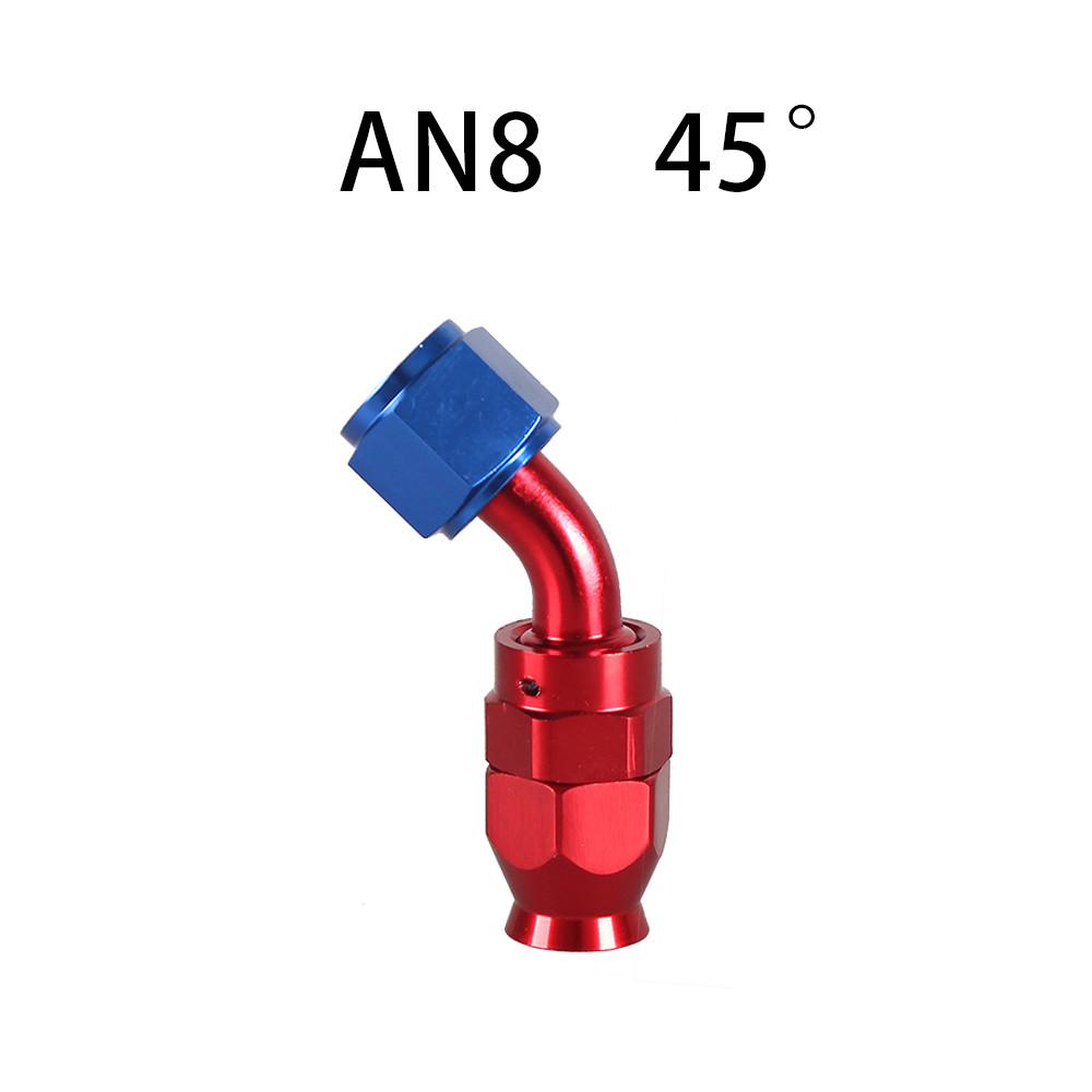 AN4/6/8/10/12 Straight 0°/45°/90°/120°/180° Degree PTFE Oil Fuel Swivel Hose End Fitting Oil Hose End Adaptor Kit Red Blue