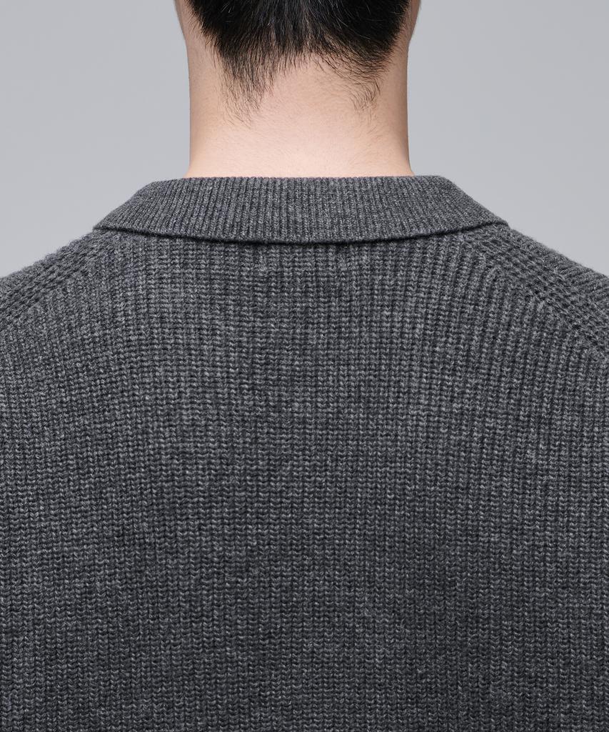 Musinsa Standard Oversized Ribbed Collared Cardigan [Medium Grey]
