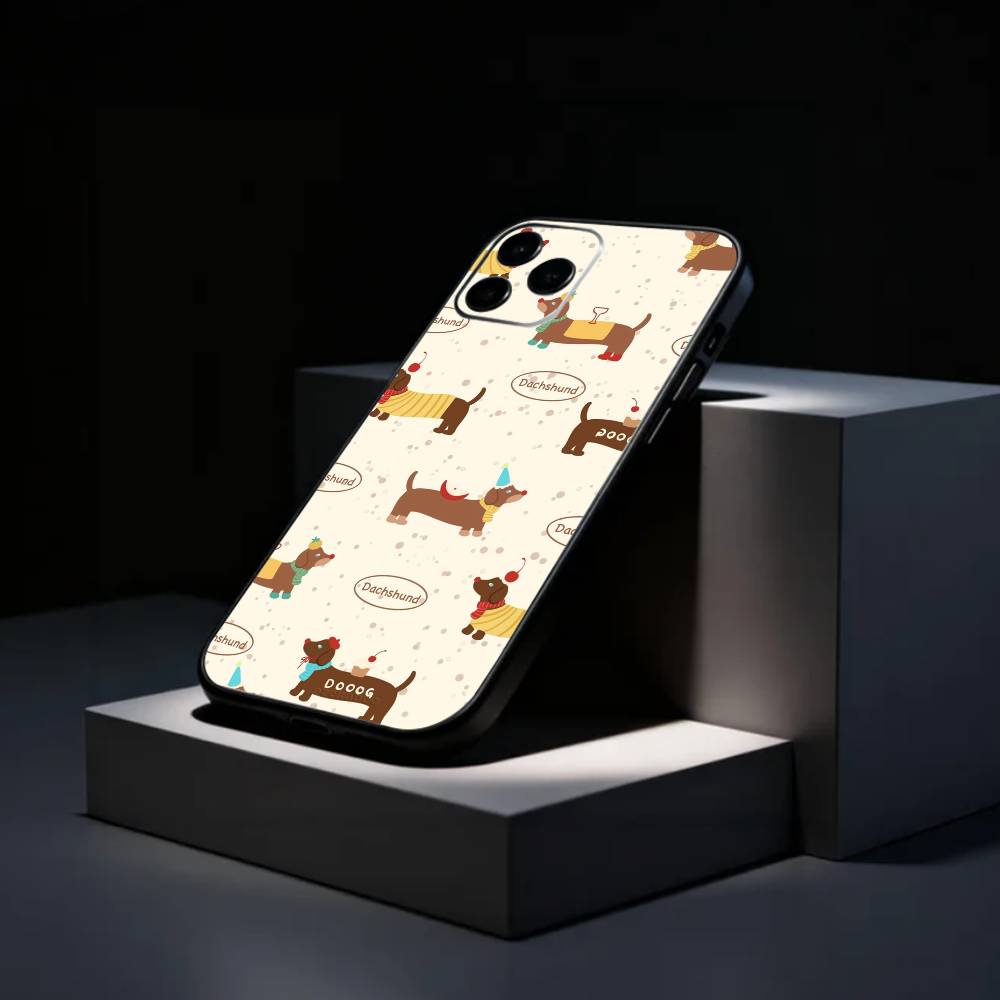 C-Cute-Dachshund K-Kawai Phone Case Silicone Soft For IPhone 17 16 15 14 13 12 11 X XR Plus Pro Max Plus