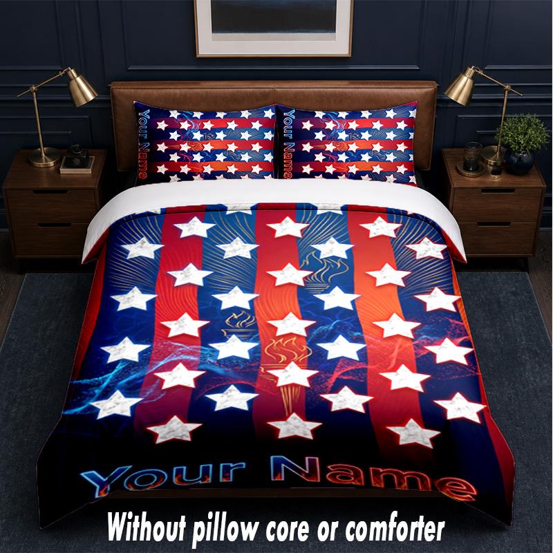 Space Cosmic Theme Custom Text Or Name 3Pcs Bedding Set,1 Flat Sheet & 2 Pillowcases Personalized Home Bedding