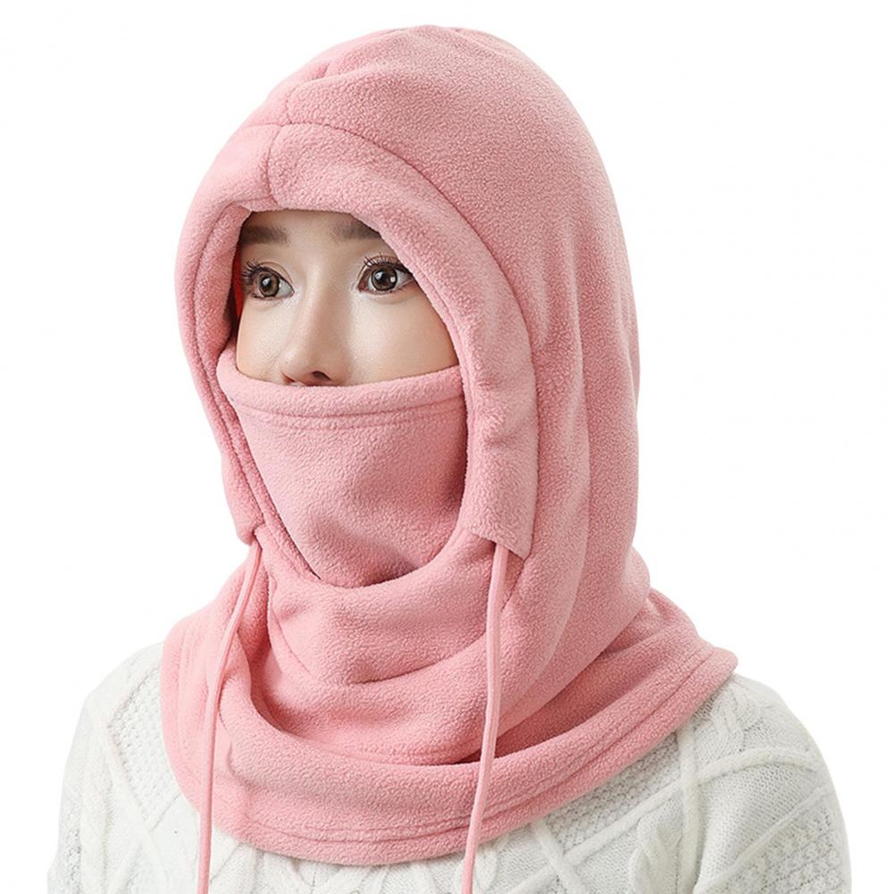 

Ladies Winter Hat with Integrated Scarf Thick Warm Drawstring Wind-Resistant High Elasticity Full Outdoor Travel Cold We Practical Use розовый