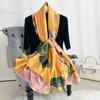 New new silk satin long thin scarf female fashionable temperament plant flower printed shawl travel with scarf